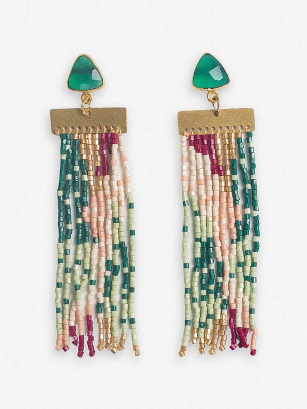 Ink+Alloy Lilah Semi-Precious Stone Post Beaded Fringe Earrings